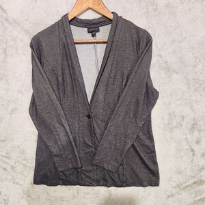 J. Jill Womens Gray Rayon Blend One Button Stretch Jacket Blazer Size S Petite